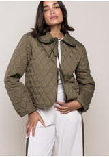 Giubbotto Trapuntato Lokita Milano Verde – Stile Dinamico con Colletto a Coulisse