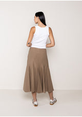 Gonna Longuette Lokita Cammello – Taglio Sartoriale e Doppi Spacchi Frontali