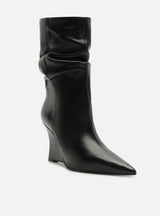 Stivali Neri da Donna in Pelle Arezzo Slouchy con Tacco a Zeppa – Stivali a Metà Polpaccio
