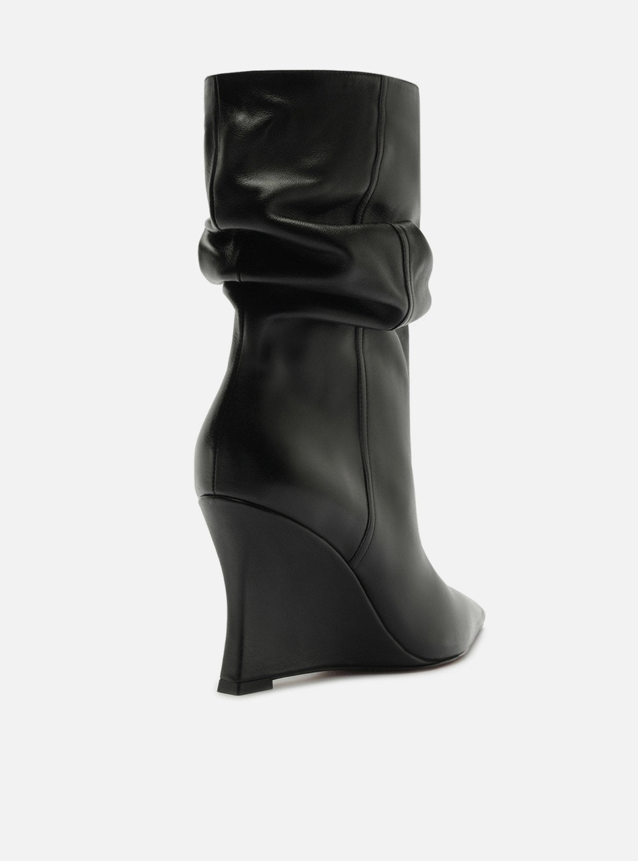 Stivali Neri da Donna in Pelle Arezzo Slouchy con Tacco a Zeppa – Stivali a Metà Polpaccio