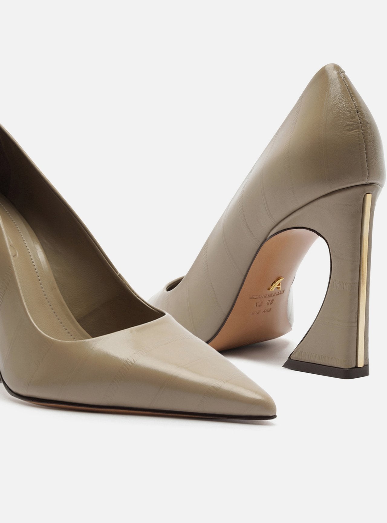Décolleté Grigie da Donna in Pelle Arezzo – Scarpin Eleganti con Tacco Geometrico 10 cm