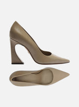 Décolleté Grigie da Donna in Pelle Arezzo – Scarpin Eleganti con Tacco Geometrico 10 cm