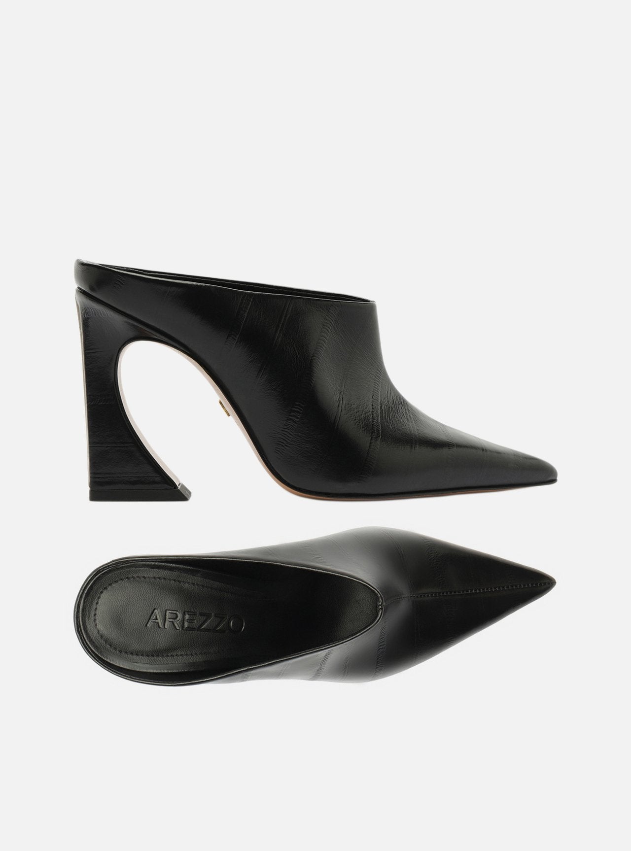 Mule Nere da Donna in Pelle Testurizzata Arezzo – Sabot Eleganti con Tacco Svasato 10 cm