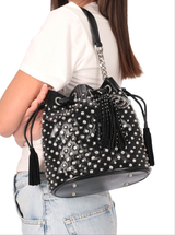 Secchiello D 152MEC236 Nero – La Carrie | PU Lucido & Borchie Strass
