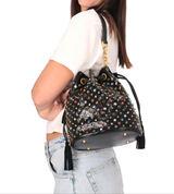Secchiello D 152MEC236 Nero – La Carrie | PU Lucido & Borchie Strass multicolor