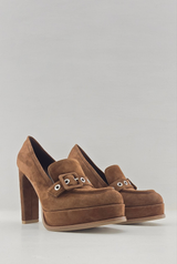Scarpa con tacco alto, camoscio marrone Chantal