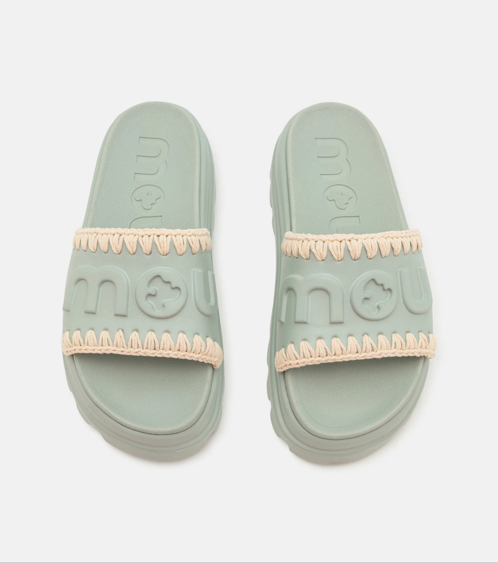 Ciabatta One piecie slide in PVC verde Mou