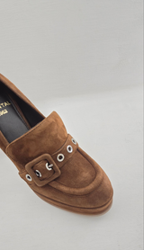 Scarpa con tacco alto, camoscio marrone Chantal