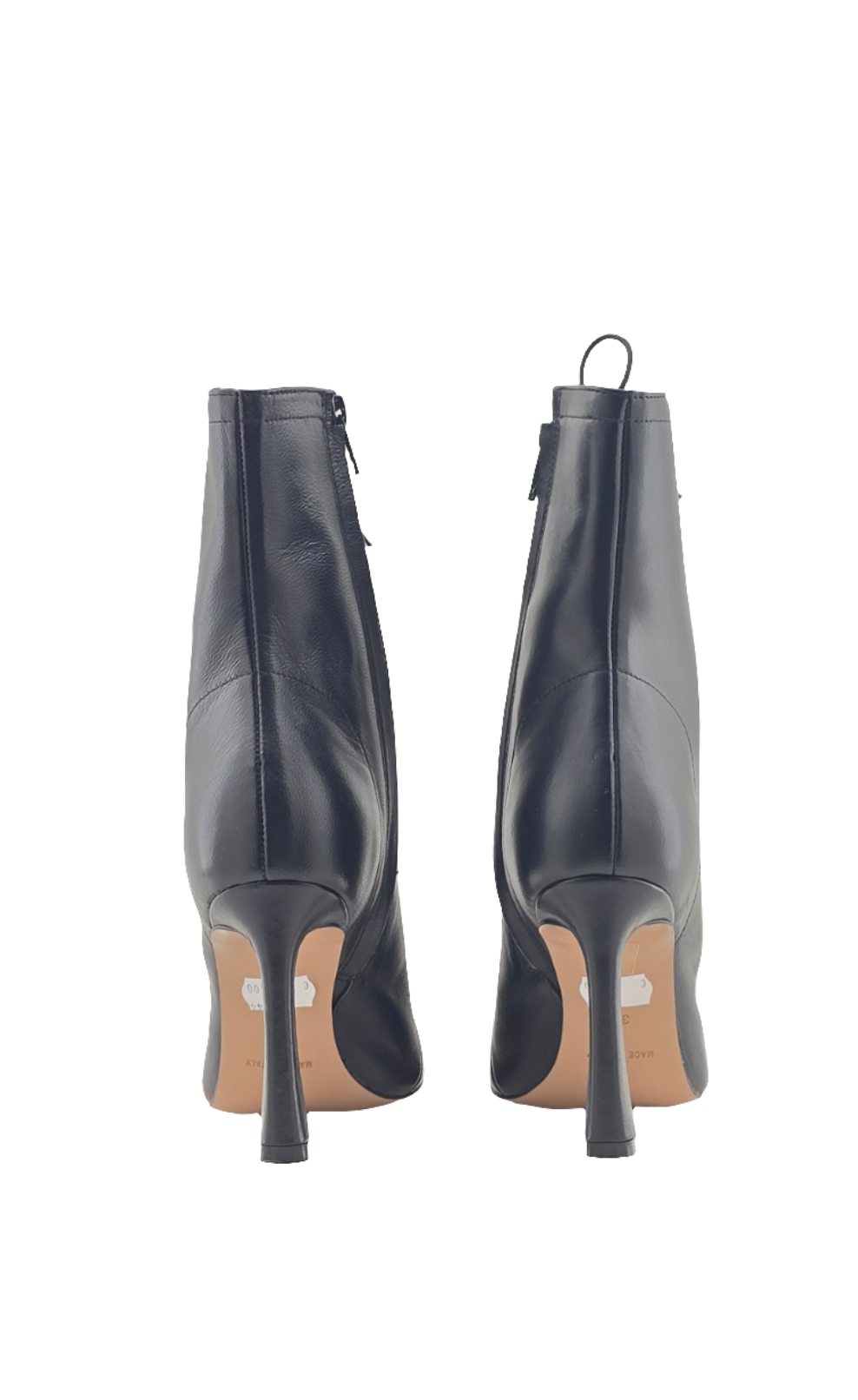 Tronchetto stringato in pelle nera Bianca Di
