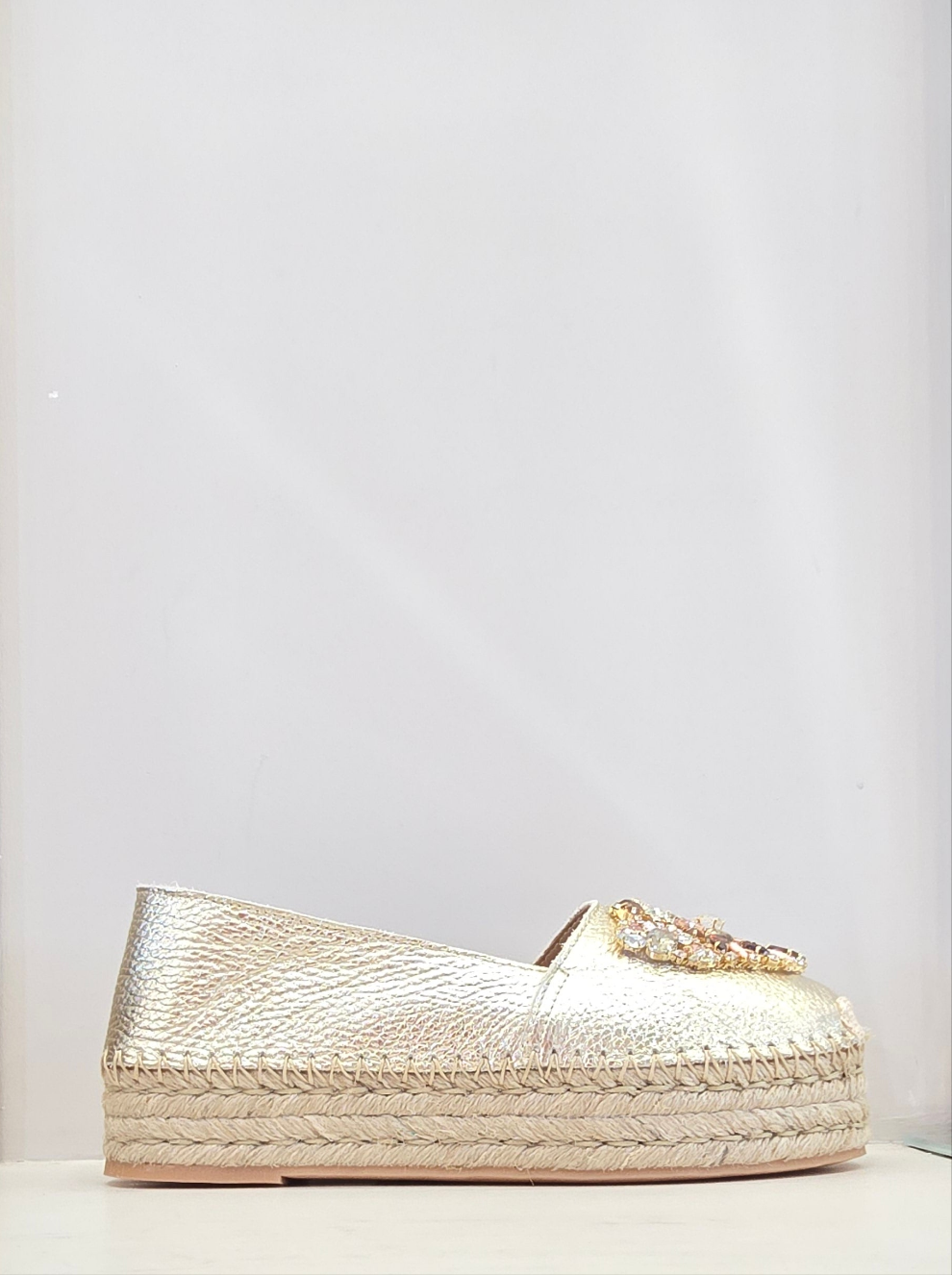 Espadrilles oro con accessorio prezioso Fiorina