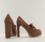 Scarpa con tacco alto, camoscio marrone Chantal