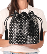 Secchiello D 152MEC236 Nero – La Carrie | PU Lucido & Borchie Strass