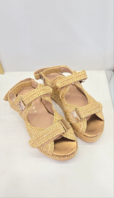 Zeppa platform in rafia naturale oro Fiorina
