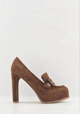 Scarpa con tacco alto, camoscio marrone Chantal