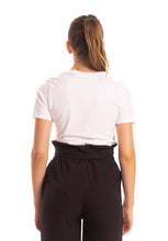 Carica l&#39;immagine nel visualizzatore di Gallery, T-shirt bianca con logo in perline Gaelle Paris