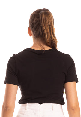 T-shirt nera con logo in perline Gaelle Paris