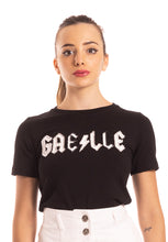Carica l&#39;immagine nel visualizzatore di Gallery, T-shirt nera con logo in perline Gaelle Paris