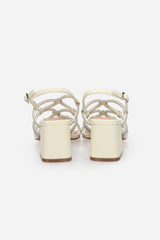 Sandali Bibi Lou Avorio con Tacco 5 cm – Tomaia Intrecciata con Strass Argento