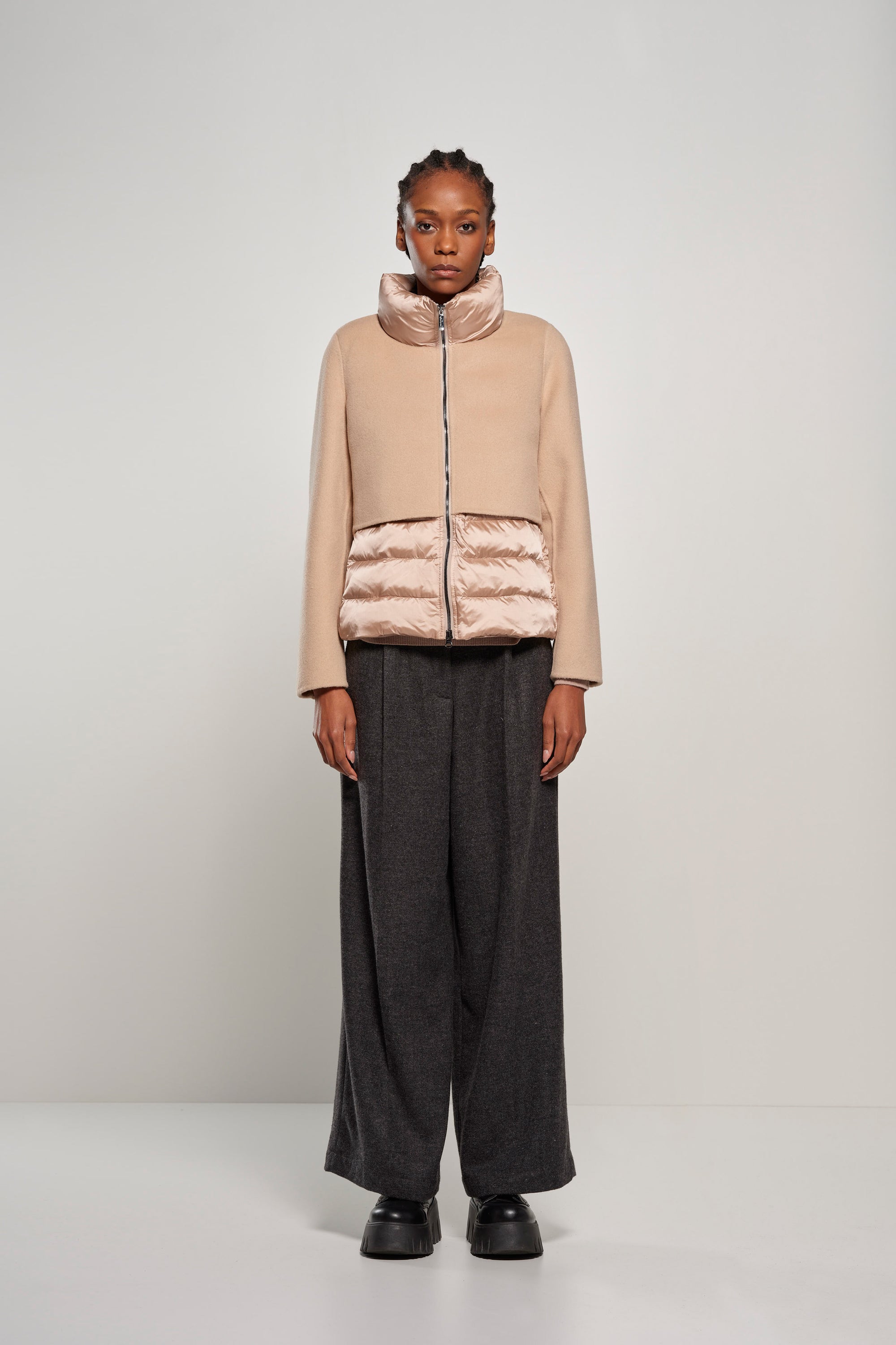 Giacca Corta Bi-Materica Lana e Nylon Sandshell | Slim Fit Bomboogie