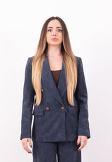 Giacca doppio in velluto a costine blu Zahjr