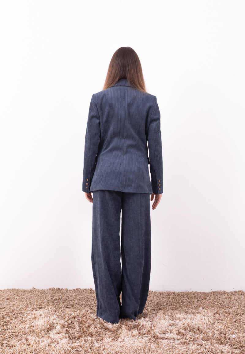 Giacca doppio in velluto a costine blu Zahjr