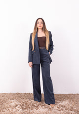 Giacca doppio in velluto a costine blu Zahjr