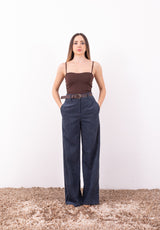 Pantalone in velluto a costine blu Zahjr