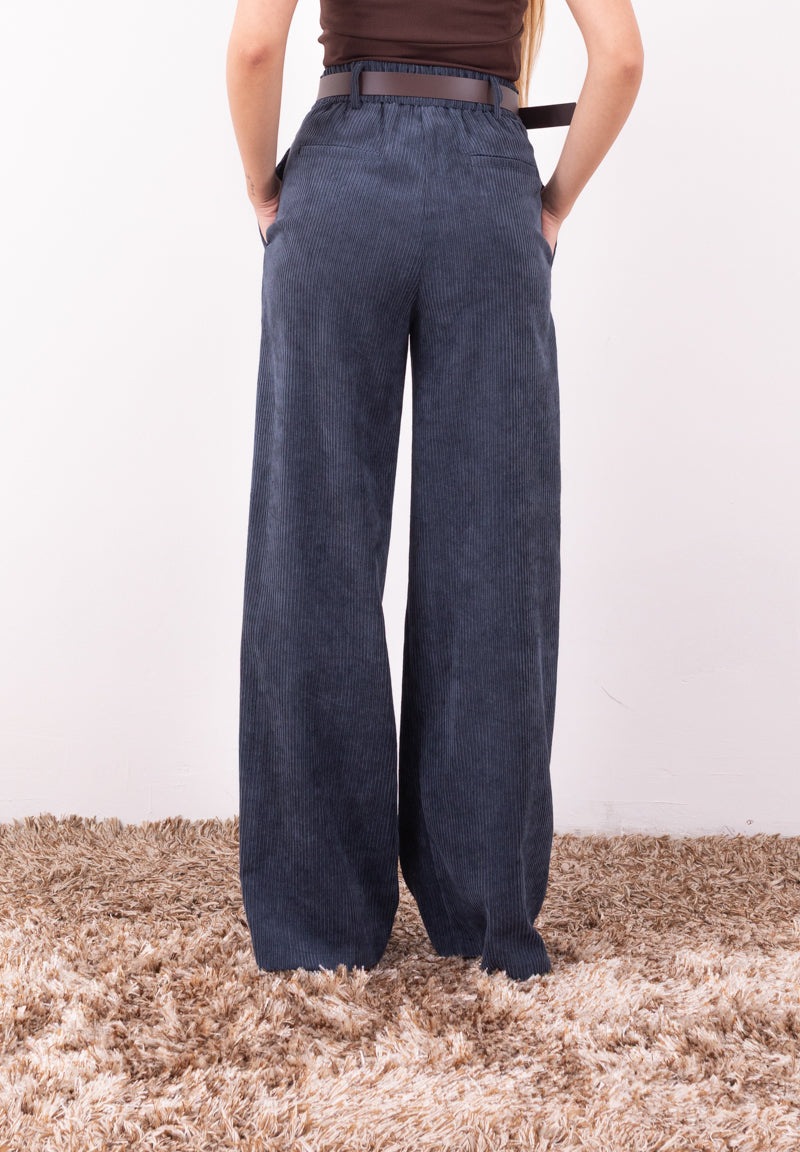 Pantalone in velluto a costine blu Zahjr