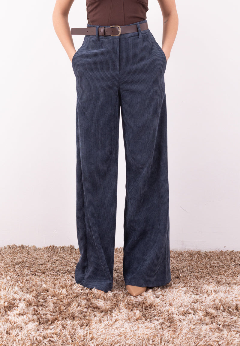 Pantalone in velluto a costine blu Zahjr