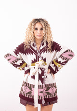Cardigan White Mood Fantasia Vino Burro Rosa | Maglieria Donna Chic