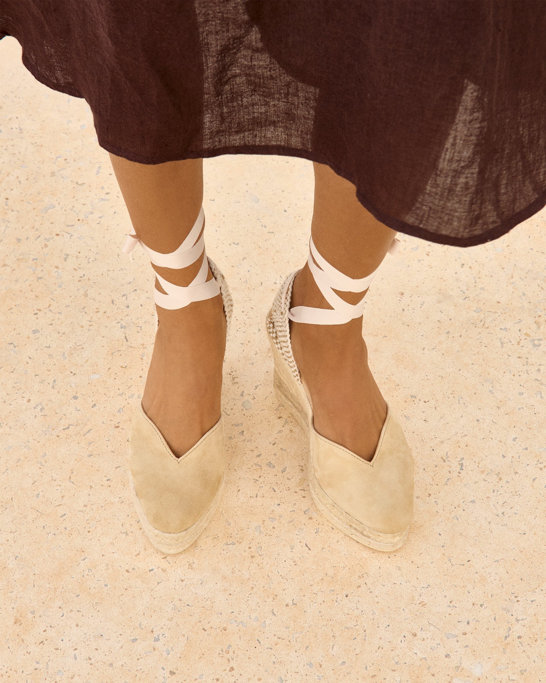 Zeppa in camoscio champagne beige Manebì