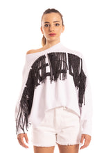 Carica l&#39;immagine nel visualizzatore di Gallery, Pullover bianco con frange Gaelle Paris