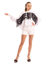 Carica l&#39;immagine nel visualizzatore di Gallery, Pullover bianco con frange Gaelle Paris