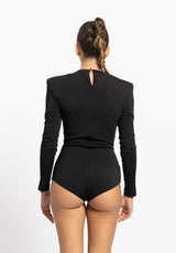 Body nero con spalline e catene Silence Limited
