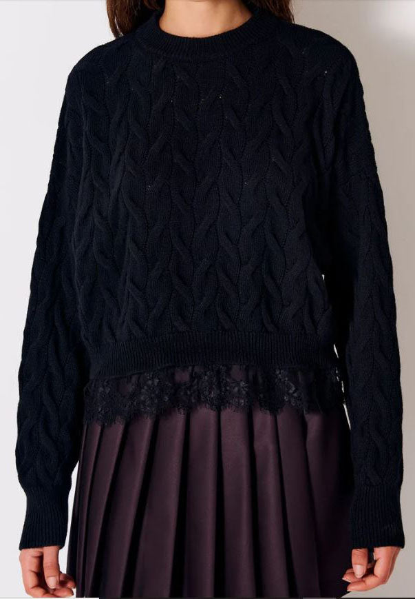 Pullover nero con trecce Vicolo