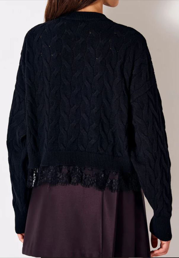 Pullover nero con trecce Vicolo