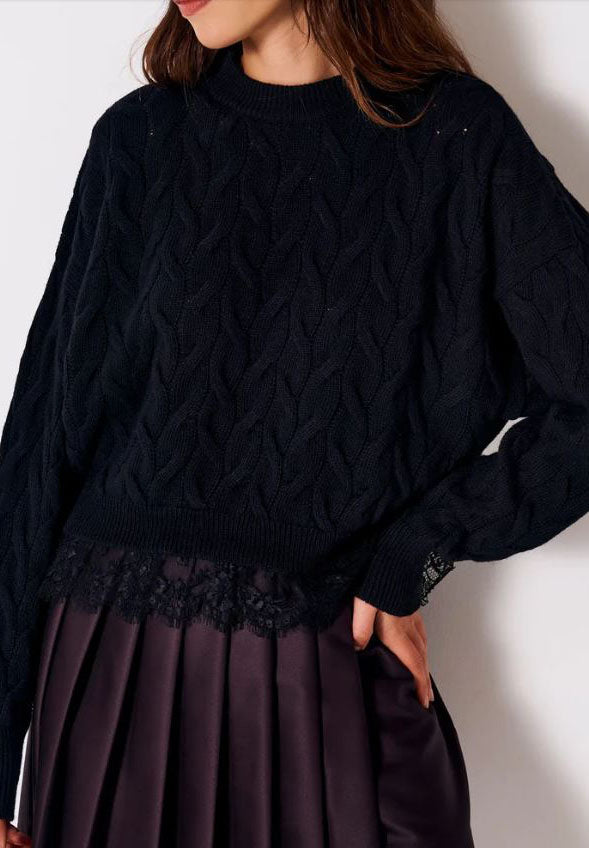 Pullover nero con trecce Vicolo