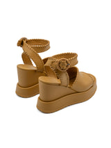 Sandali Paloma Barceló Manun in Nappa Ochre – Sandalo Platform con Zeppa Scultorea