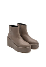 Stivaletti alla Caviglia Donna Paloma Barceló Nora Taupe in Pelle – Tronchetti con Zeppa 8,5 cm, Platform e Zip