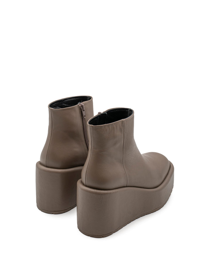 Stivaletti alla Caviglia Donna Paloma Barceló Nora Taupe in Pelle – Tronchetti con Zeppa 8,5 cm, Platform e Zip