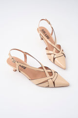 Slingback Bibi Lou Beige in Pelle – Linea Affusolata e Tacco Kitten