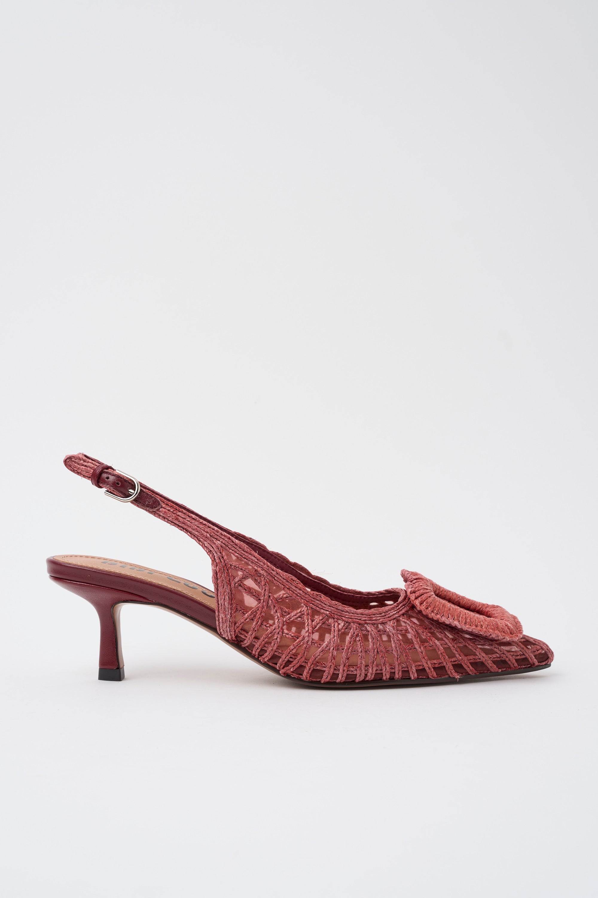 Slingback Bibi Lou Hazel 55 in Rafia Bordeaux – Scarpa a Punta con Tacco 5.5 cm