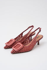 Slingback Bibi Lou Hazel 55 in Rafia Bordeaux – Scarpa a Punta con Tacco 5.5 cm