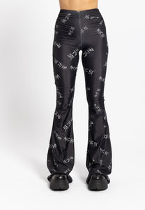 aaaaaPantalone Flared Rendal nero con loghi Aniye By