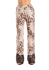 Pantalone in twill beige stampato Gaelle Paris