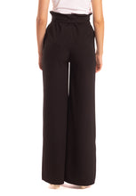 Carica l&#39;immagine nel visualizzatore di Gallery, Pantalone in crepe nero con spacco Gaelle Paris