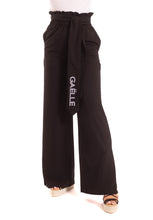 Carica l&#39;immagine nel visualizzatore di Gallery, Pantalone in crepe nero con spacco Gaelle Paris