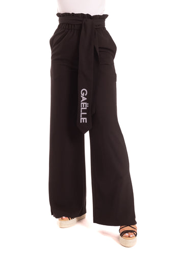 Pantalone in crepe nero con spacco Gaelle Paris