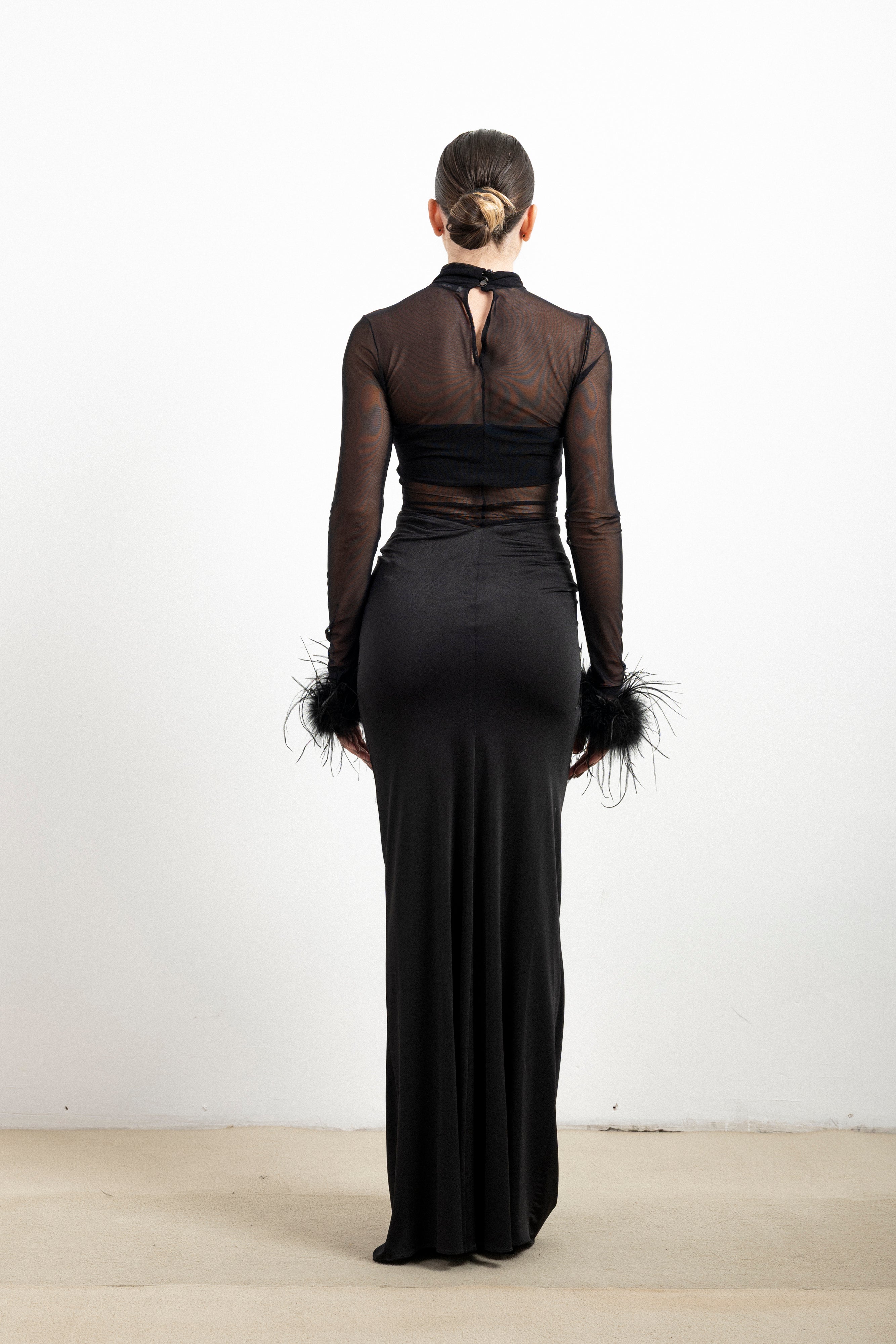 Abito Lungo Donna Silence Limited Mabel AB4291 – Vestito Elegante in Tulle e Piume