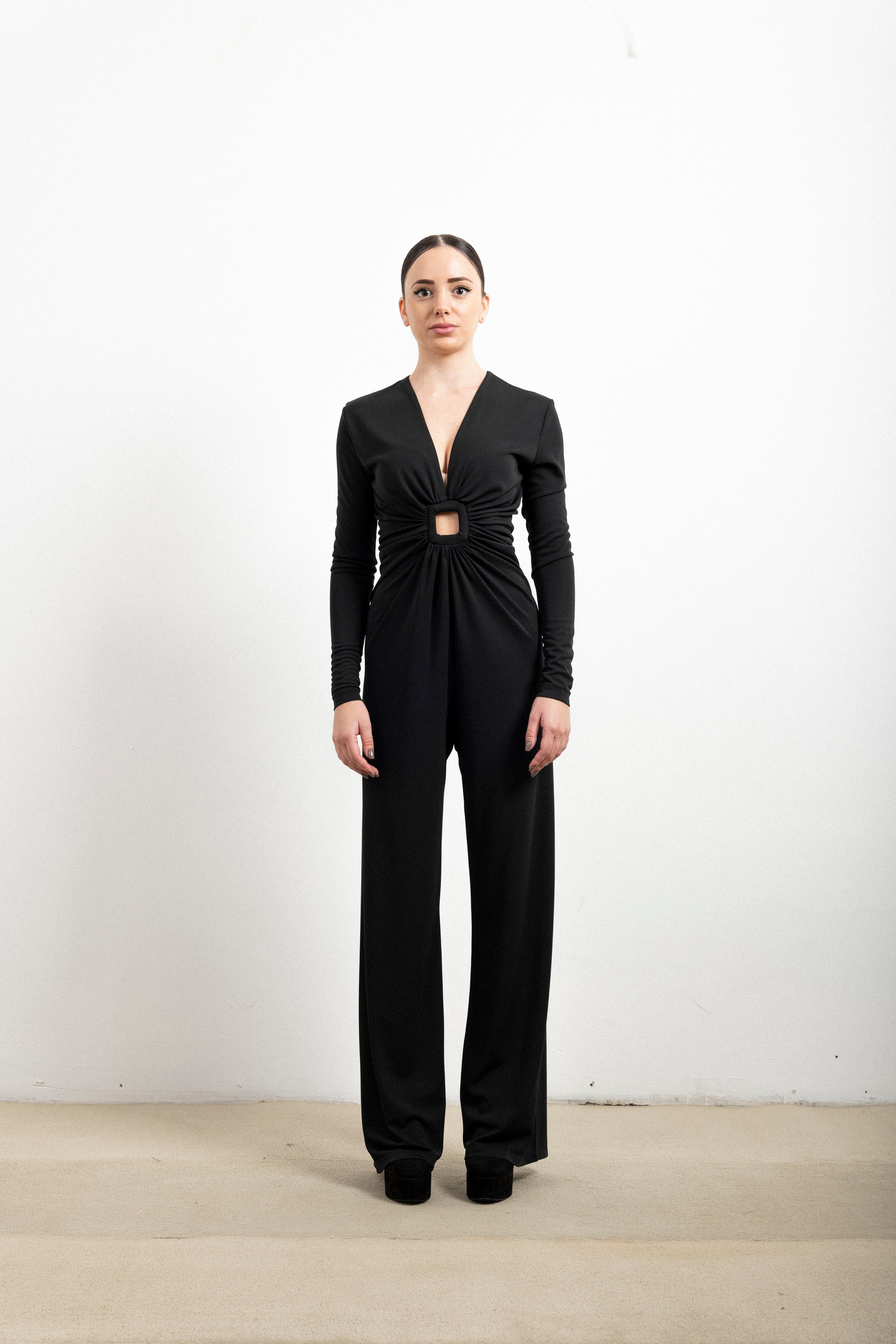 Tuta Lunga Donna Imperial Y583MJZ – Jumpsuit Elegante con Scollo a V e Cut-Out con Fibbia
